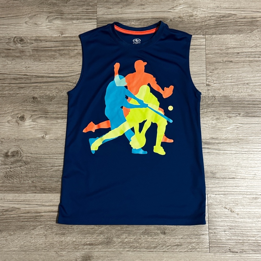 Boys Navy Sleeveless Baseball Graphic Athletic Tank